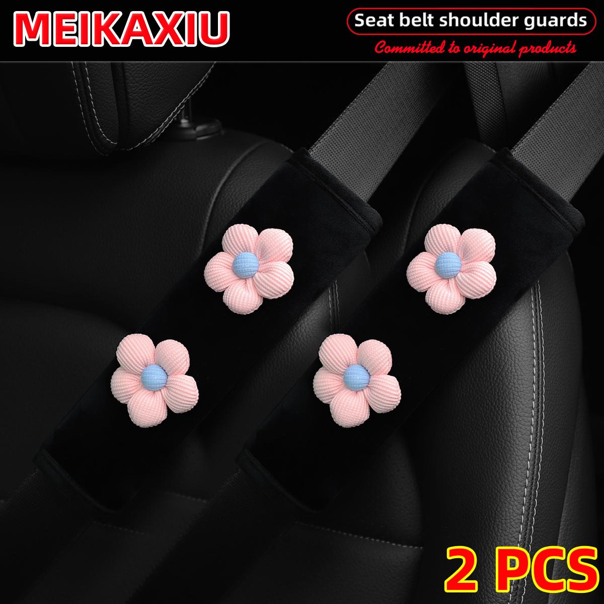 

new flower plush 2pcs comfortable car shoulder cover seat belt decoration car decoration fashion business pink women s рожевий