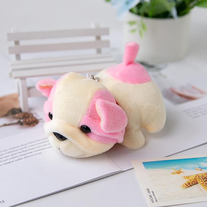 

12Cm Cute Animal Dog Shar Pei Stuffed Doll Pendant Plush Toy Keyring Chain Gifts For Children розовый
