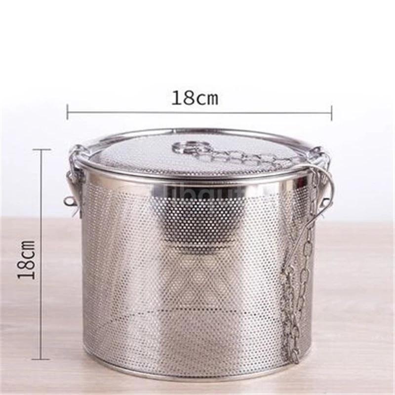 Kulatý otvor 304 nerezová ocelová kořenící taška na omáčku, polévku, chuť koření, košík, solný hrnec, oddělovač strusky, cedník, sítka