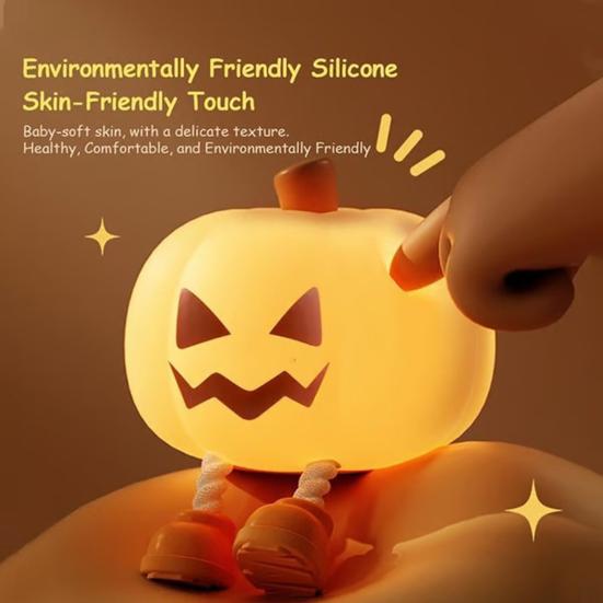 Pumpkin Night Light for Kids Squishy Touch Cute LED Pumpkin Lamp Rechargeable Bedside Lamp for Baby Nursery Toddler