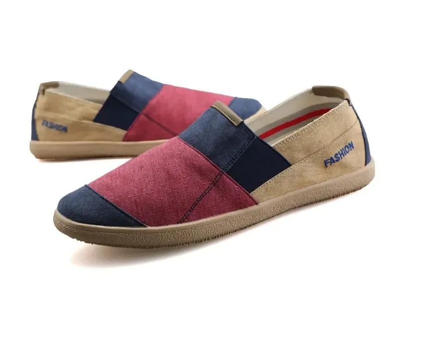 Summer Breathable Woven Linen Shoes Lightweight Fashionable Casual Slip-On Canvas Sneakers Low Top Easy To Wear Shoes For Men