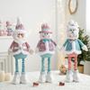 Einziehbares Weihnachtsmann Schneemann Rentier Plüschpuppen Set Blau Rosa Weihnachtsdekorationen für Schaufenster Heimparty