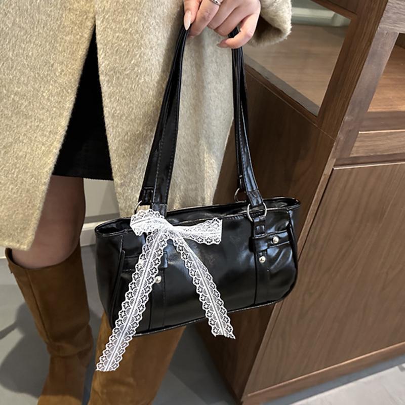 Yogodlns New Fashionable Oil Wax Leather Cylinder Handbag Women's Commuter Crossbody Bag Pure Color Crossbody Bag Retro Style