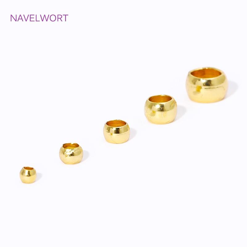 18K Vergoldete 1,5/2/2,5/3/4mm Quetschperlen Messing Kugel Quetsch-Endkappen Für Schmuckherstellung Zubehör DIY Armbänder Zubehör