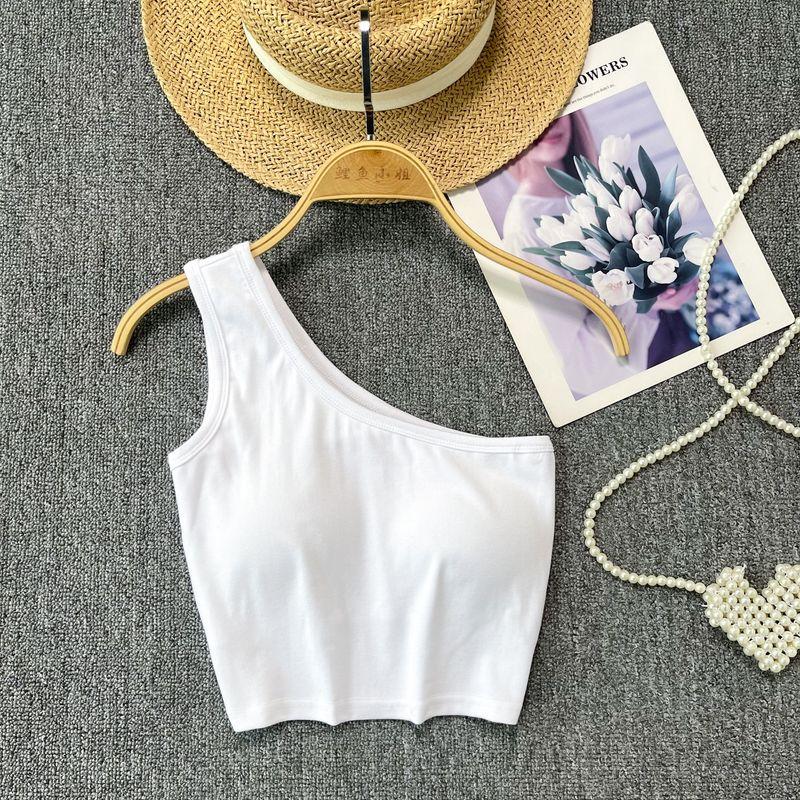 Summer Vest for Women Outwear 2024 New Arrival Sexy Short Sleeveless with Chest Pad Tops Sexy Scheming off-the-Shoulder Sling