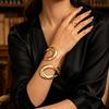 2Pcs/Set Bracelet Ring Set for Women, Adjustable Opening Design Bangle, High-Gloss Mirror Finish Ring, Irregular Geometric Shape Jewelry Set
