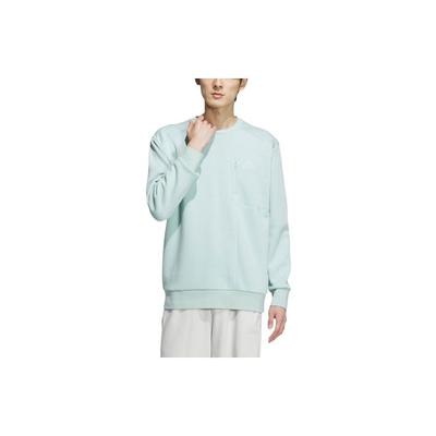 Sportswear Pocket Sweatshirt Solid Color Logo Sports Casual Pullover Crewneck Men Sweatshirt Light-Green IM9067