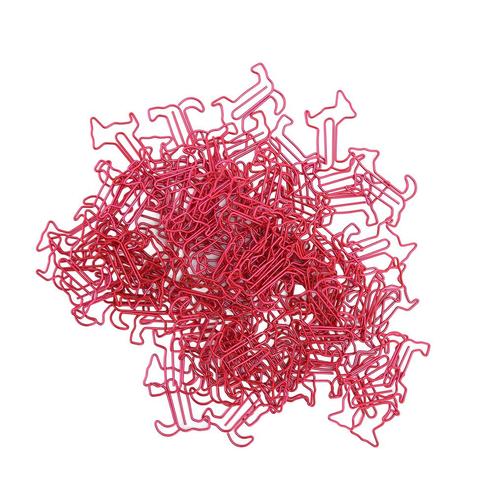 100pcs Dog Shape Paper Clips Creatively Cute Plated Metal Bookmark Paper Clips for Students Stationery