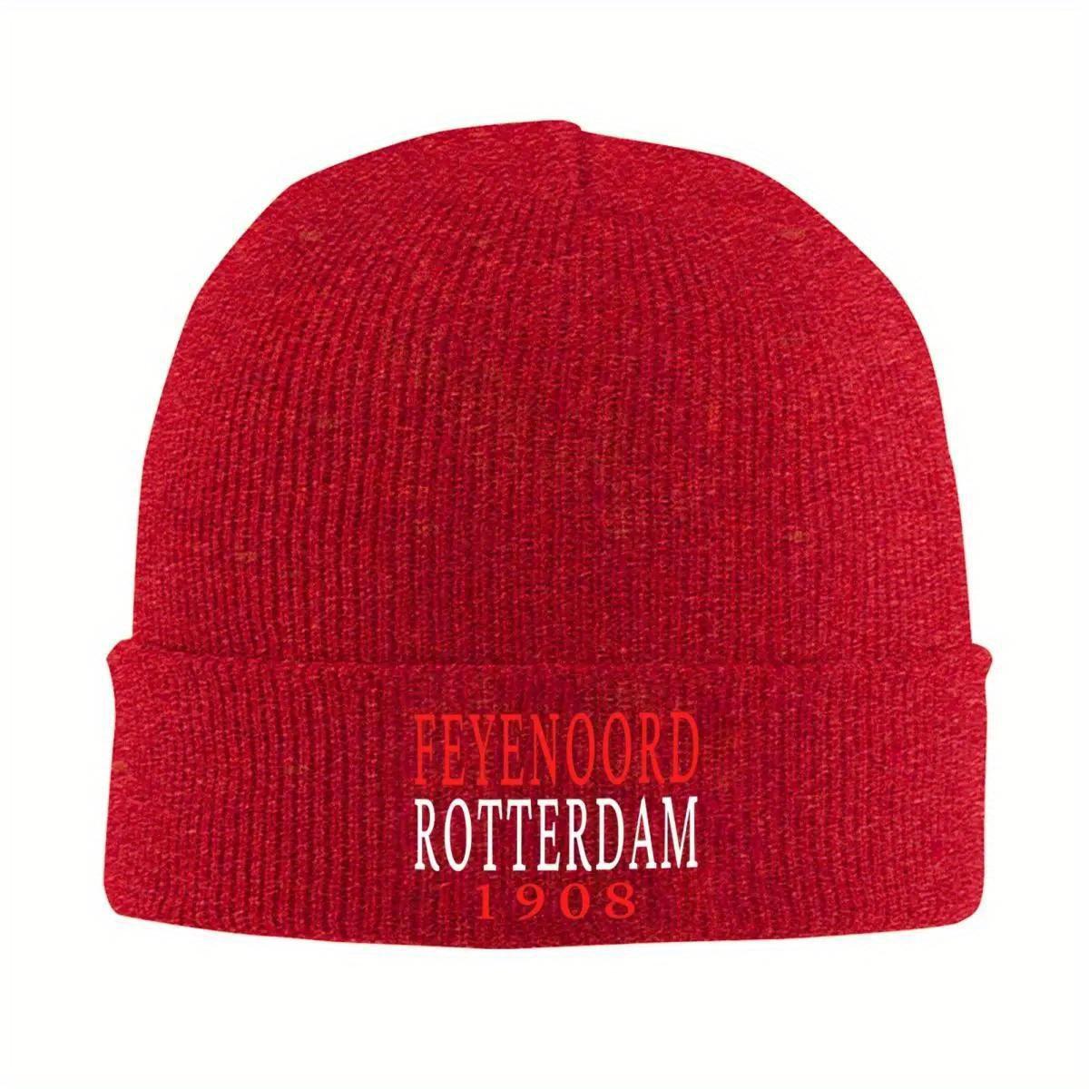 Шапки-бини F-Feyenoords Rotterdam 1908 текст Винтажные кепки Мужские Женские K-pop Вязаная шапка Осенняя с принтом Эластичная шапка-бини