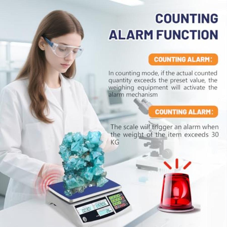 Industrial Counting Scale 30kg/66lb 0.1g g/kg/lb Coin Scale Precision Electronic Gram Scale for Parts and Coins Digital Invento