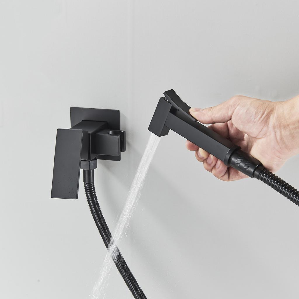 ALENARTWATER Bathroom Black Bidet Faucet Shower Tap Cold Hot Water Mixer Crane Sprayer Head Tap Toilet Faucets