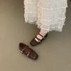 Retro Niche Design Flat-bottomed Square Head Single Shoes Ballet Shoes Early Autumn New French Silver Mary Jane Shoes Women's Shoes