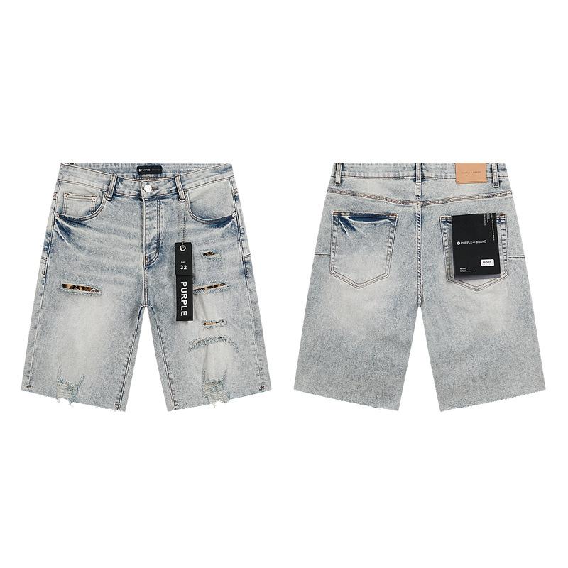 Cross-border Trendy Brand PURPLE BRAND JEANS European and American High Street Loose and Versatile Jeans Shorts Men's and Women's Tide