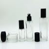 Transparent Striped Bottle Set: 120ml Essence, 100ml Toner, 40ml Foundation, 50g Cream.