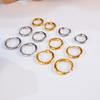 Minimalist Cool Luxury Gold Plated Stainless Steel Unique Hammered Texture Geometric Shape Circle Hoop Huggie Earrings for Women