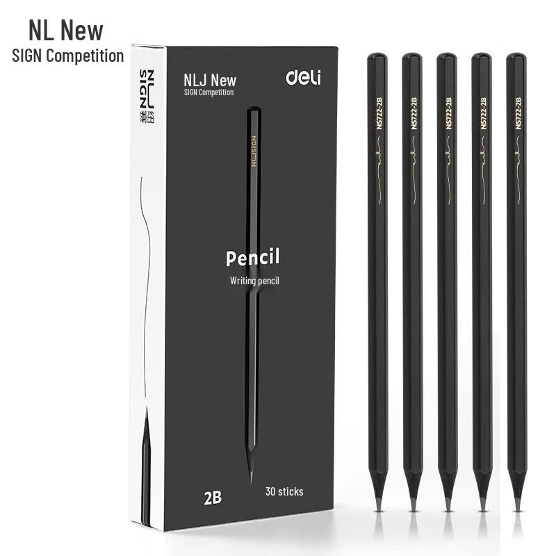 Deli NuSai Black Wood Hexagonal 2B Pencils