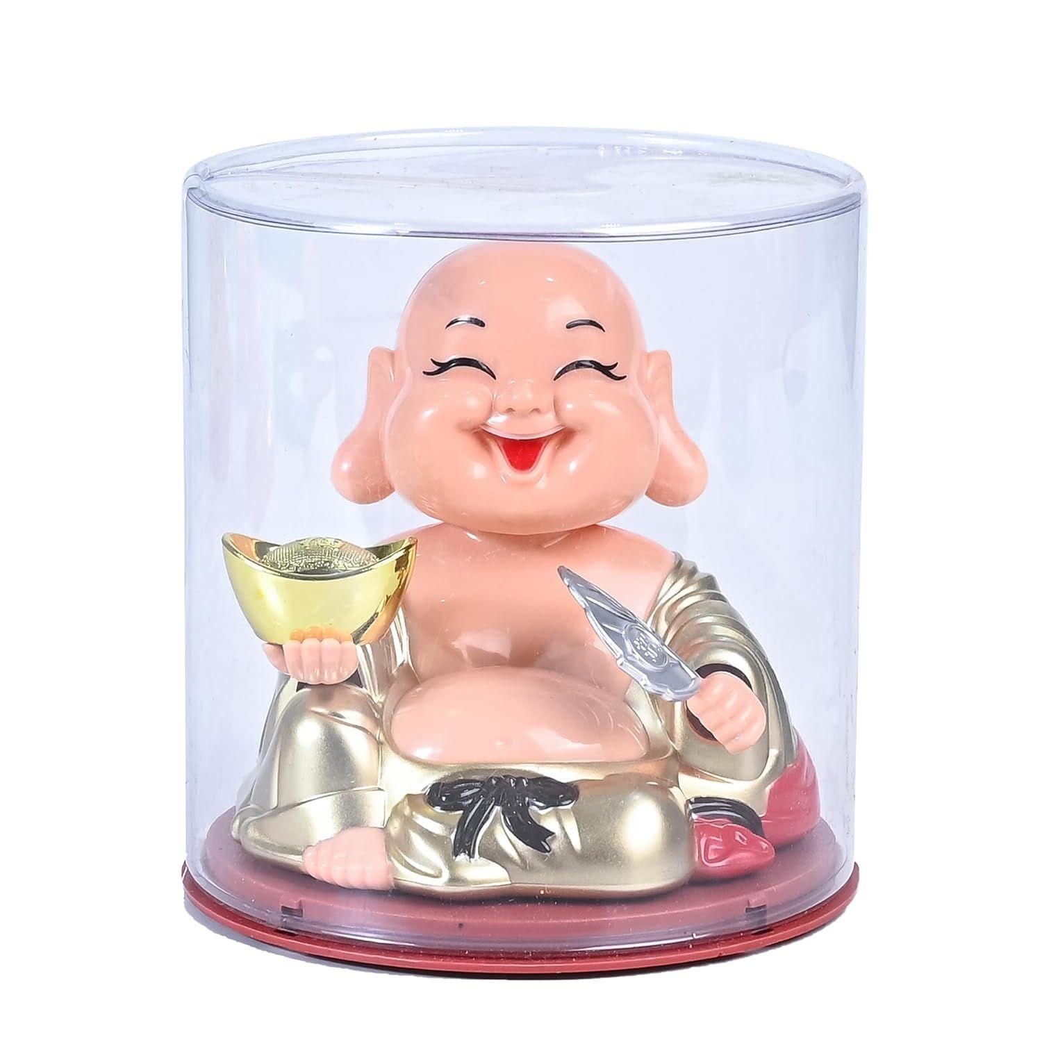 

Смеющийся Будда в подарок – Солнечный идол Смеющегося Будды с машущим веером и слитком | Качающаяся голова для здоровья, богатства