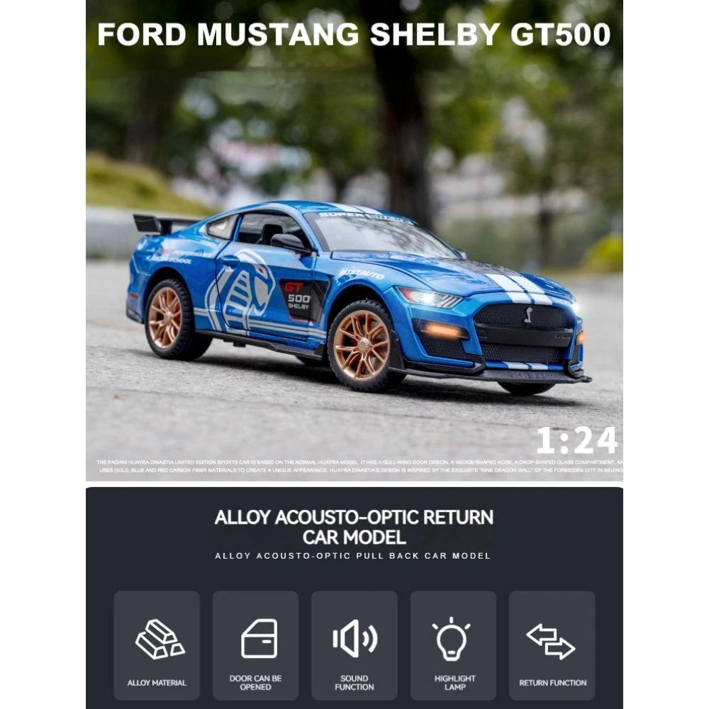 1/24 Ford Mustang GT Alloy Model with Sound & Light Features Premium Gift Box Packaging Ideal for Display, Collecting, or Gift Giving