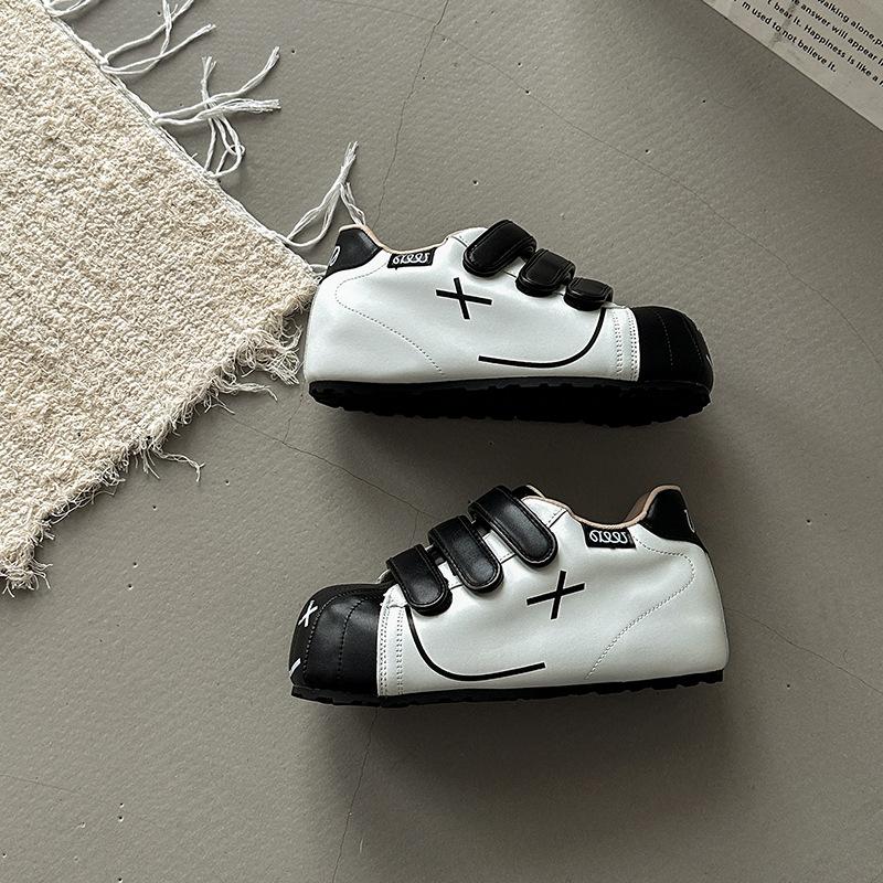 Velcro big head German training shoes women's retro ugly cute smiley face 2025 summer new thick sole inner height increase Forrest Gump shoes little