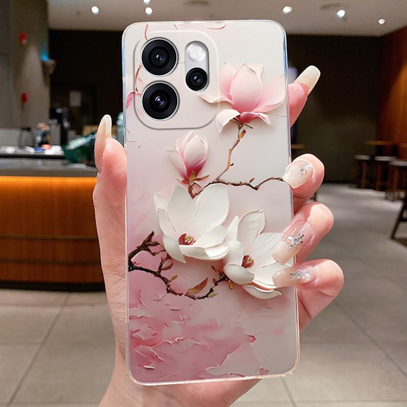 For OPPO Reno 15F 5G Case CPH2801 Clear Fashion Butterfly Flower Soft TPU Silicone Cover For OPPO Reno15 F Reno 15 FS Phone Case