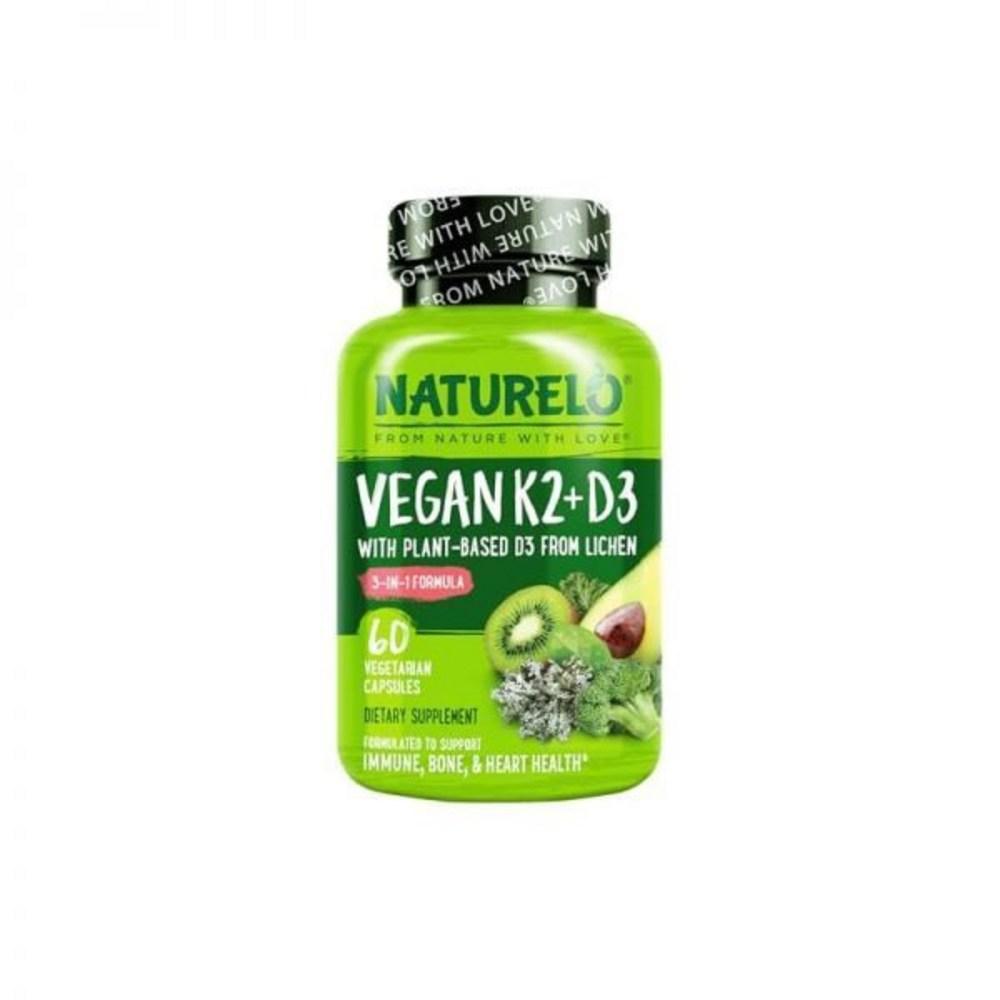 Naturelo Vitamin D3 K2 Vegan K2+D3 Supplement 60 Capsules