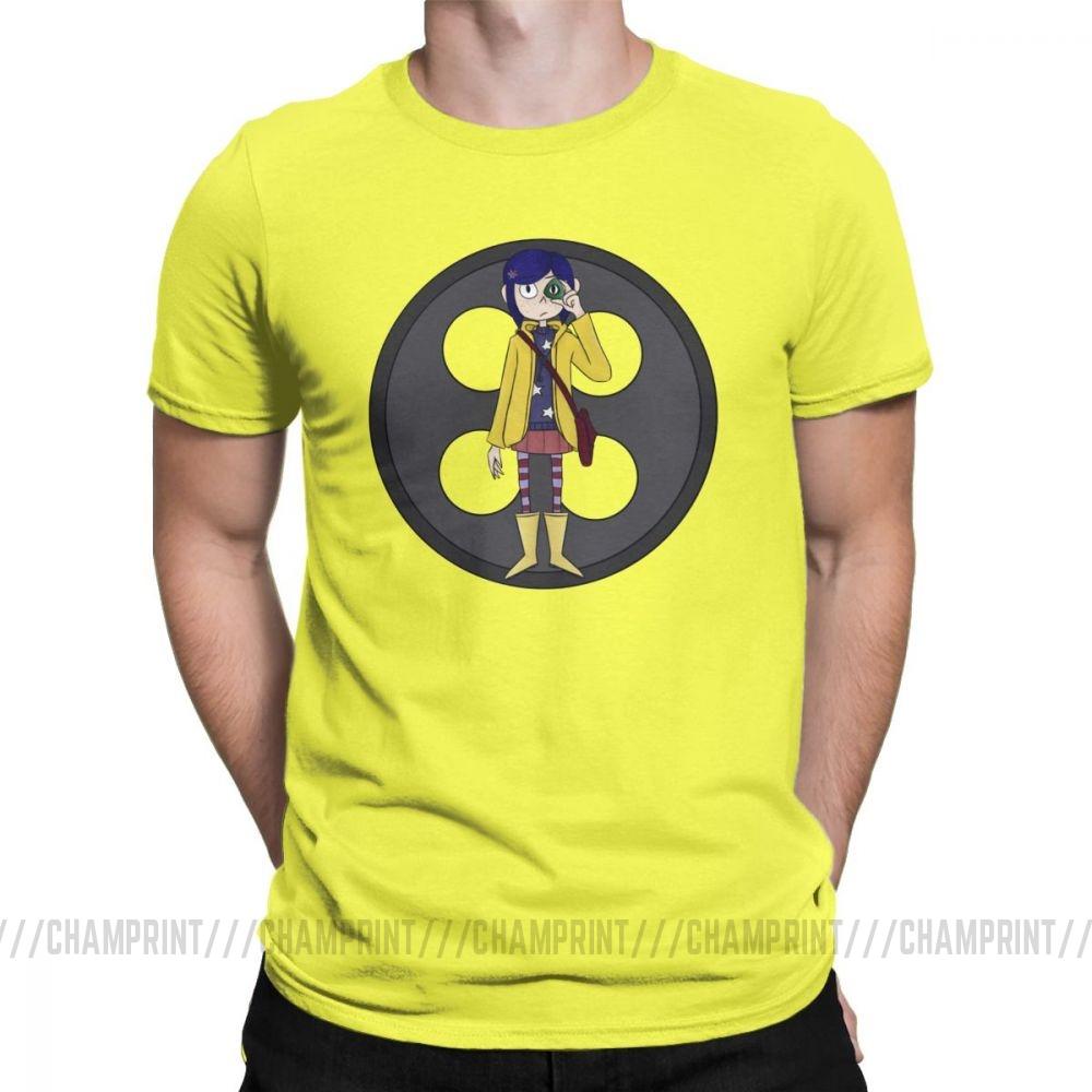Coraline Men S T Shirts Coraline Button Eyes Leisure Cotton Short Sleeve Tees Crew Neck T