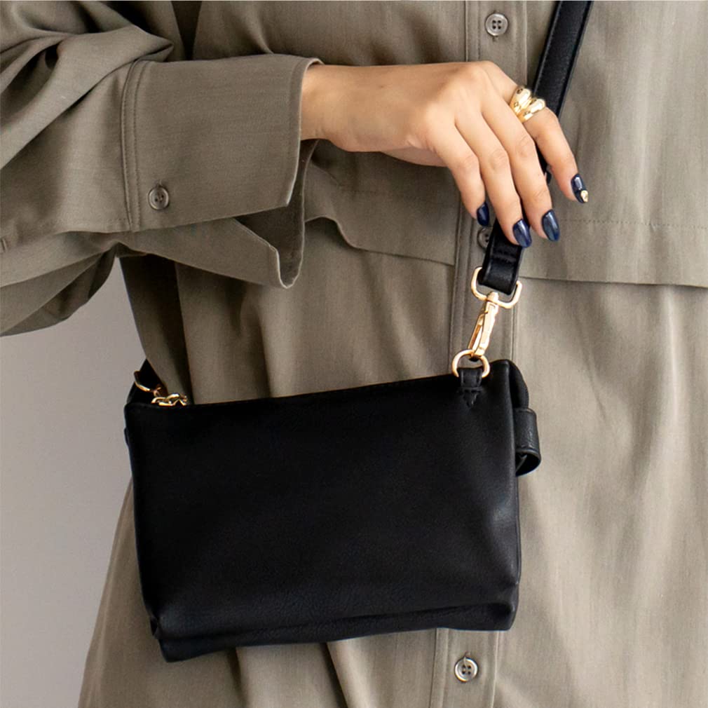 Vita Felice Tote Bag with Pochette for Women [VITAFELICE] 3-space 2-way Sib-80008p (black)