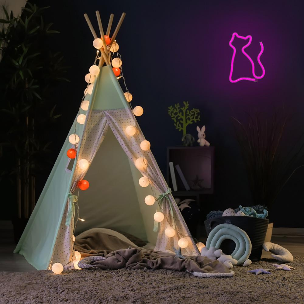 Neon Led Kot Różowy Bat + Usb Flne04 Forever Light