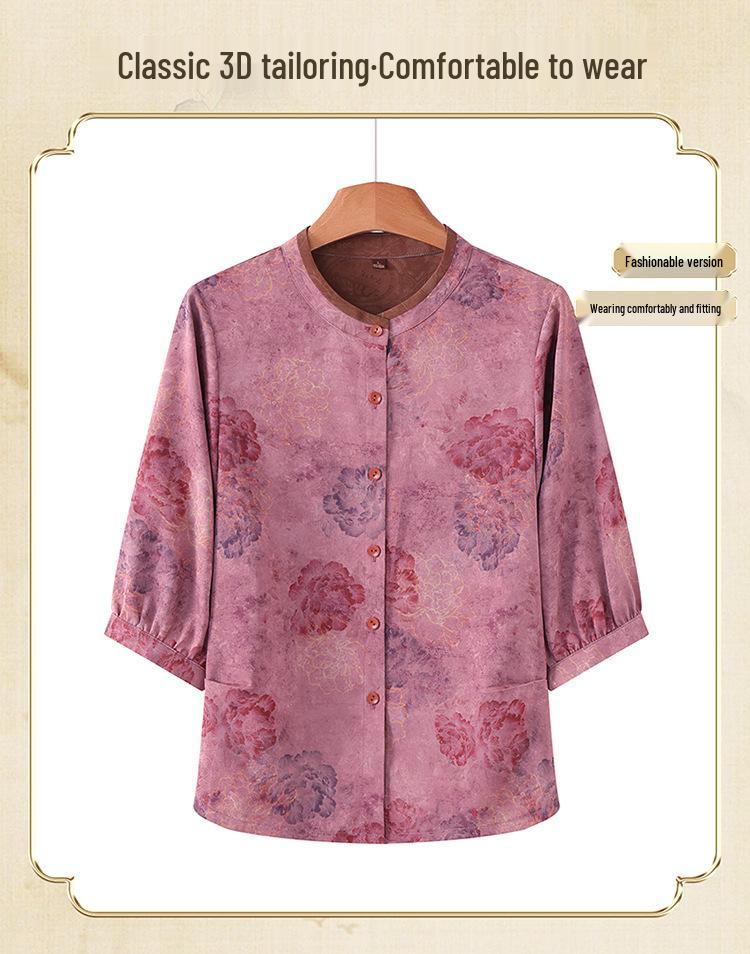 Grandma's Seven-Sleeve Spring Summer Fashion Shirt for Women Aged 70-80