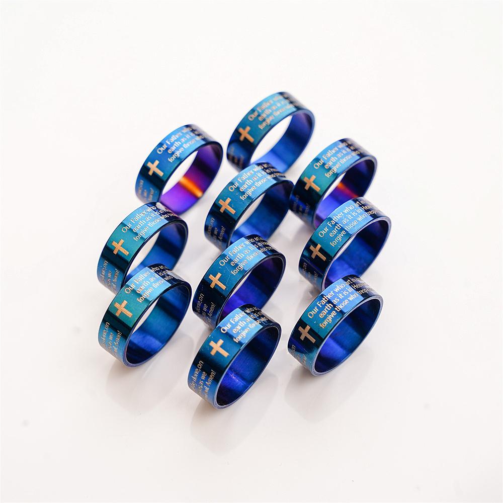 50 Stück/Los Jesus Liebe Christentum Bibel Kreuz Glaube Beten Edelstahl Ring Schmuck Für Frauen Männer Gläubige Mischfarbe Großhandel