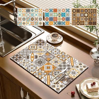 Kitchen Draining Mat Coffee Machine Super Absorbent Pad Tableware Drying Mat Countertop Placemat Home Decoration