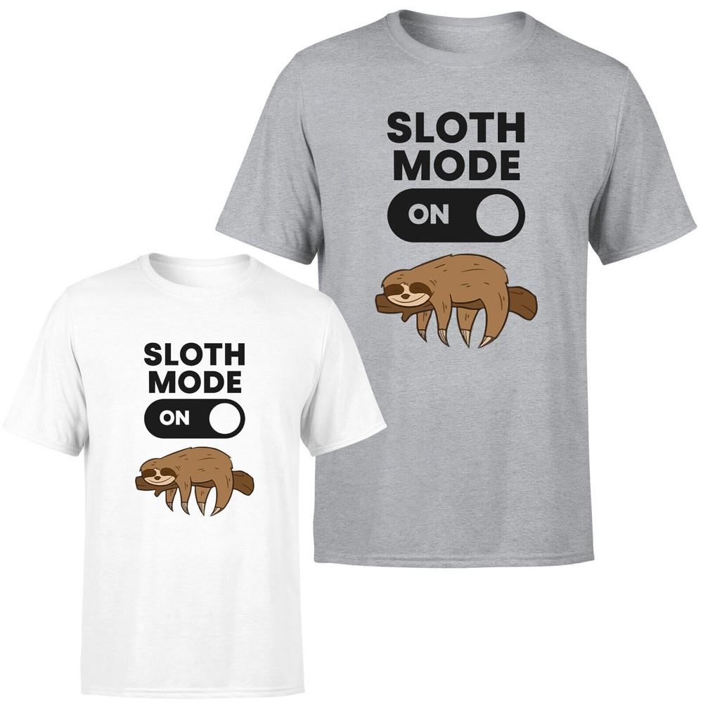 

Sloth Mode On Womens T Shirt Lazy Sloth Tired Mens Unisex Animal Lovers Tee 2XL