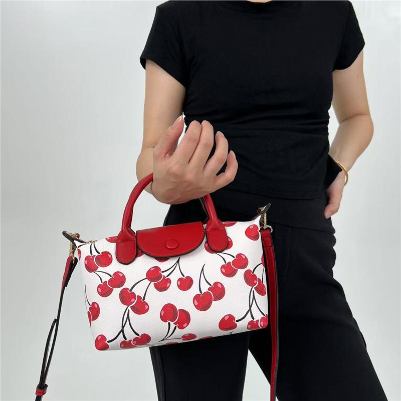 Ladies Sweet And Cute Cherry Handbag Personalized Chic Soft Leather Shoulder Bag