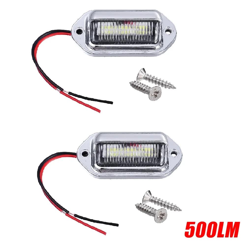 1/2 Stück Auto Kennzeichenbeleuchtung Universal 6 LED LKW Wohnmobil Anhänger Heck Kennzeichen Weiß Leuchtmittel Wasserdicht 12-24V