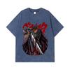 GSM Washed Tshirts  Cotton Berserk V Print Unisex Heavy Cotton T Shirt