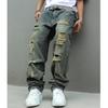American Summer Thin Ripped Washed Retro Wide-leg Casual Straight-leg Pants Loose and Thin Jeans