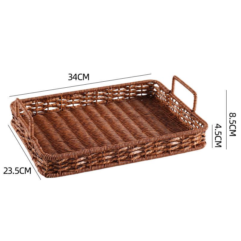 Japanese Style Imitation Rattan Storage Tray with Handles