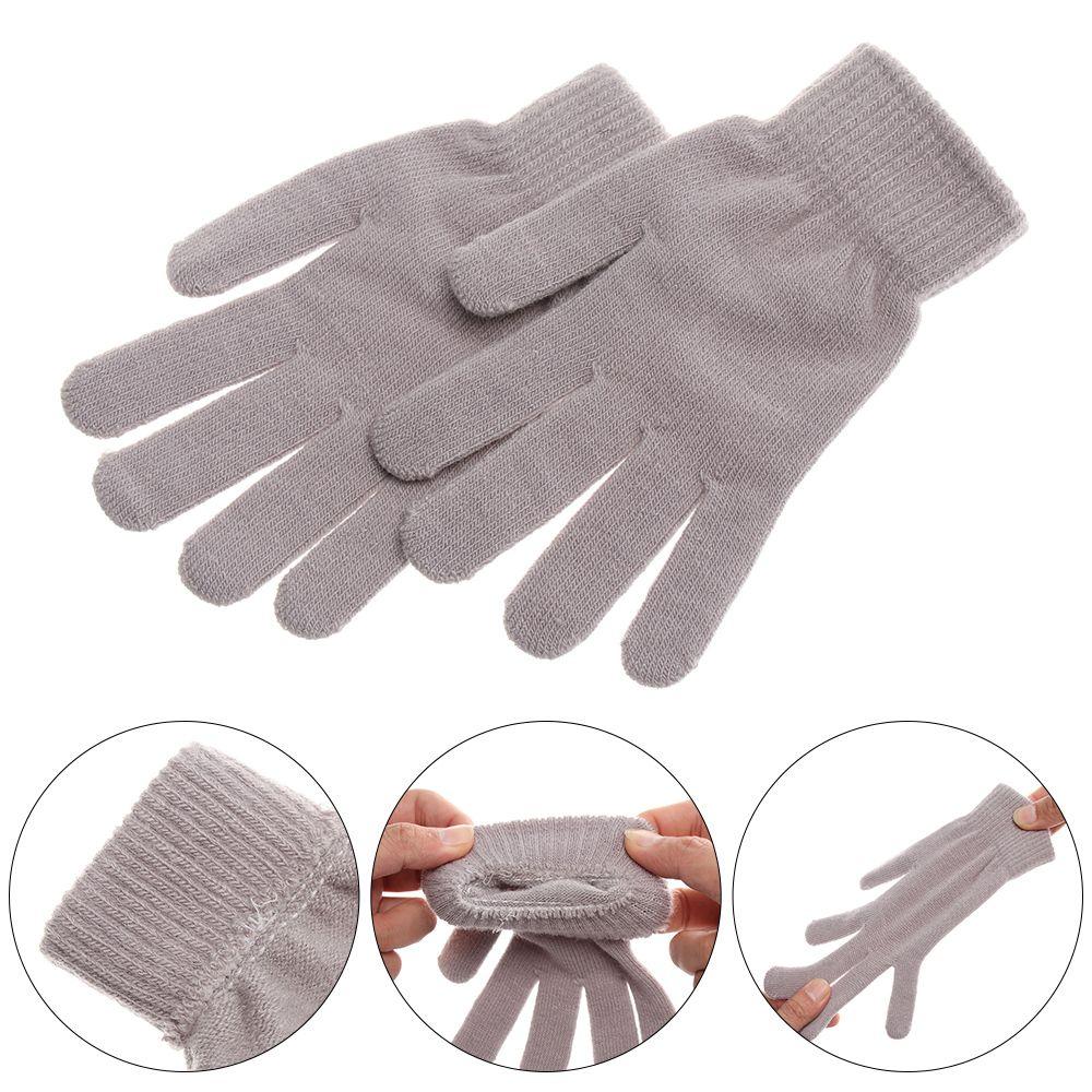 Thermal Wrist Warmer Basic Thicken Wool Knitted Mittens Plush Lining Full Fingered Gloves