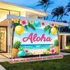 2D Luau Party Background, "Aloha" Tropical Beach & Hibiscus 2D Decor