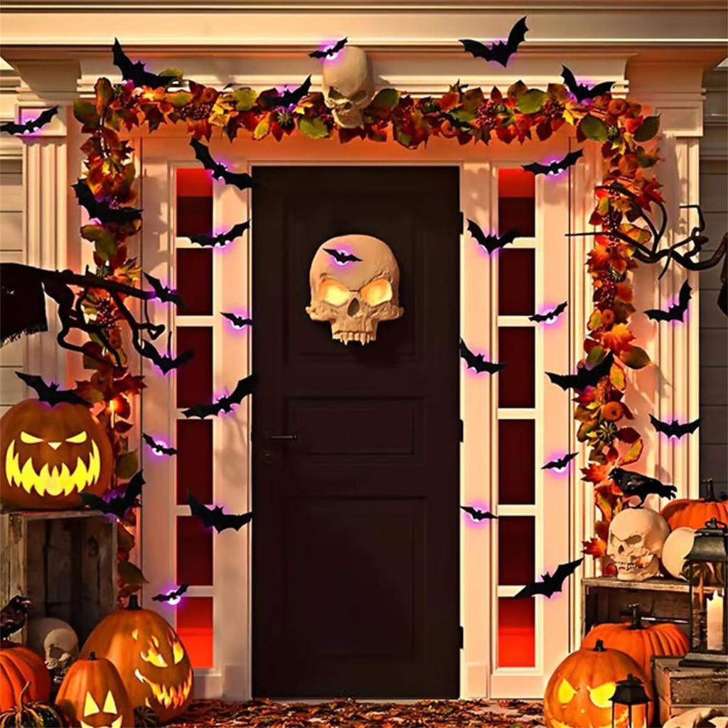 3D Design LED Decoration - Halloween Lighted Stickers Decor Light - Hanging Wall Luminous Glow Clings For Home Bar Halloween Party