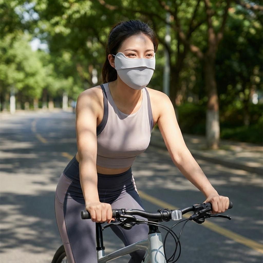 Ice Silk Sun Protections Mask For Women UV Protections Full Face-Cover With Eye Corner Guard Breathable Design