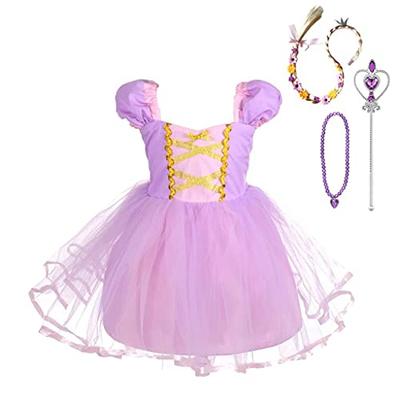 Dressy Daisy Princess Rapunzel Costume for Birthdays, Fancy Parties, Kids Girls, Dress-Up with Accessories, Size 6-7, Light Purple
