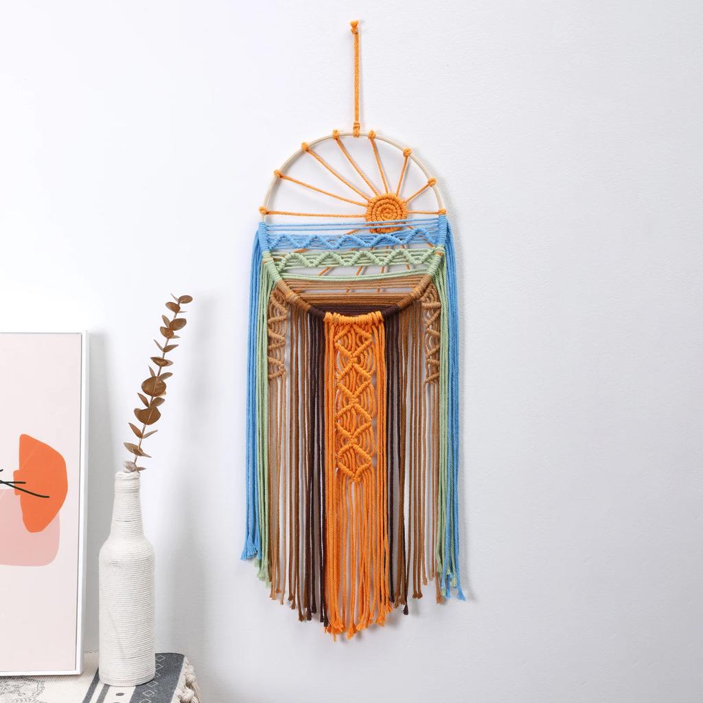 Macrame Dream Catcher Sunrise&Sunset Wall Decor Wall Hanging Decor Wall Art Boho Dreamcatchers for Bedroom Living Room Nursery