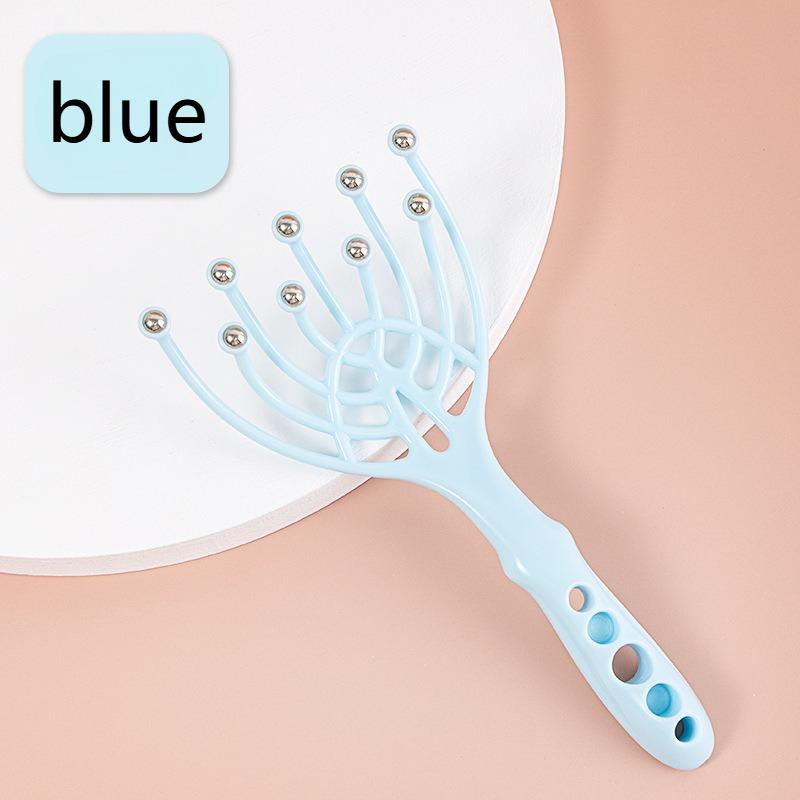 

Массажер для кожи головы с 9 зубцами, ручной инструмент для массажа головы для ухода за волосами и снятия стресса, подарок для дома, офиса, СПА синий