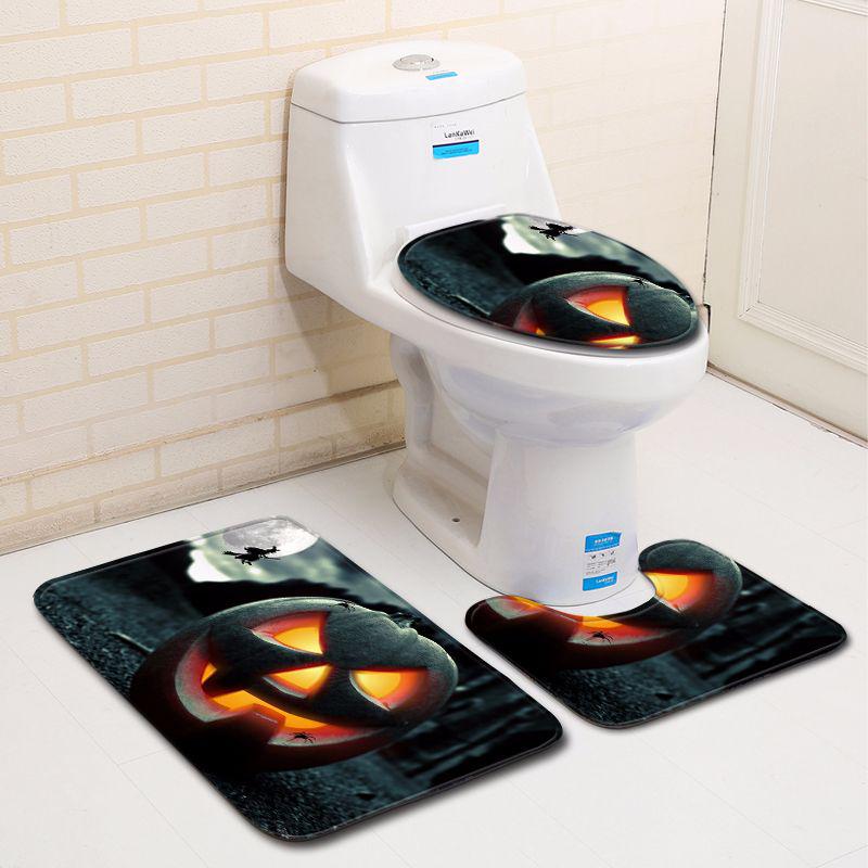 Halloween Bathroom Toilet Three-Piece Floor Mat Doormat Bathroom Carpet