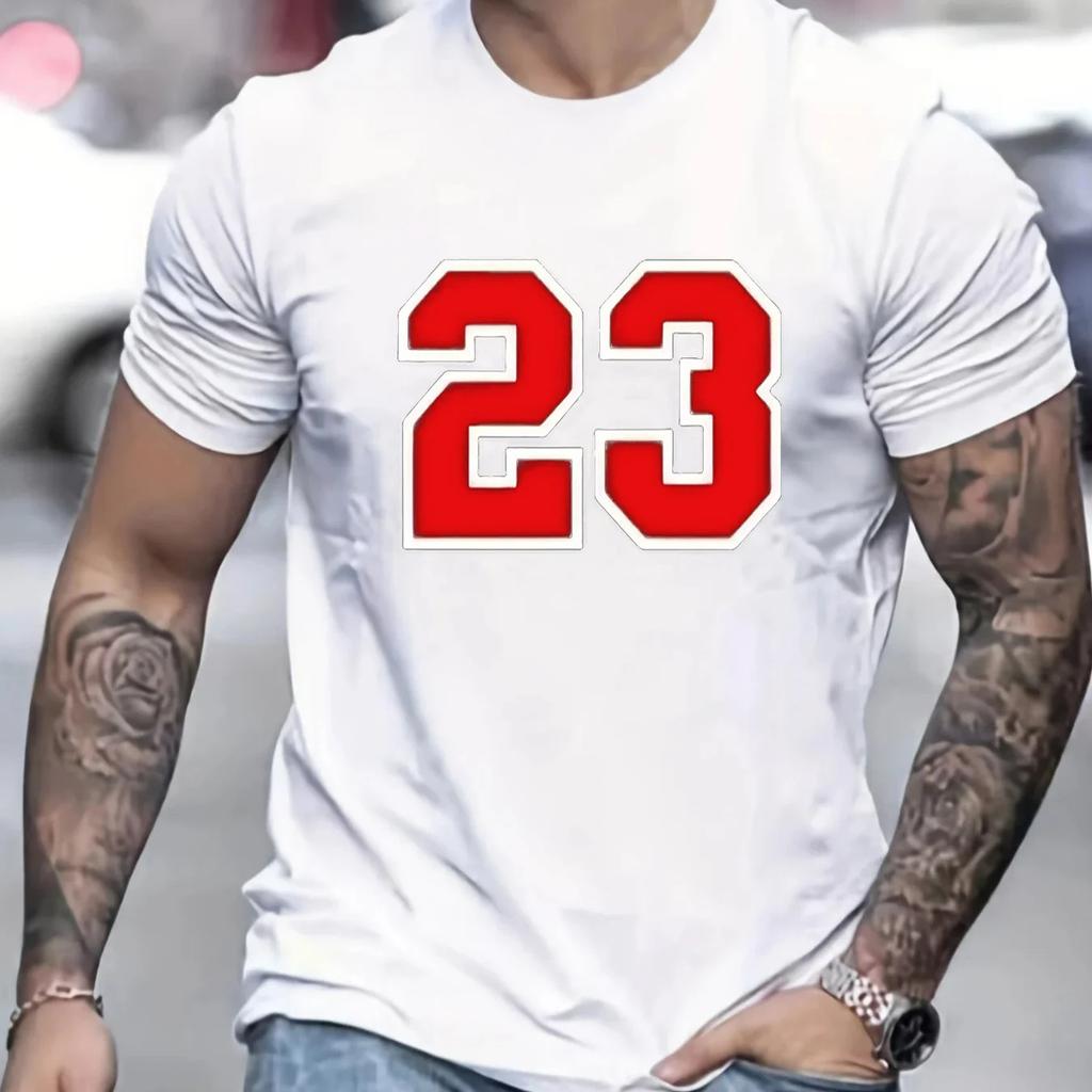 2025 New Model 2025 Mens Pure Cotton Short Sleeve TShirt 23 Printed Round Neck Short Sleeve Fashion Casual TShirt Summer New