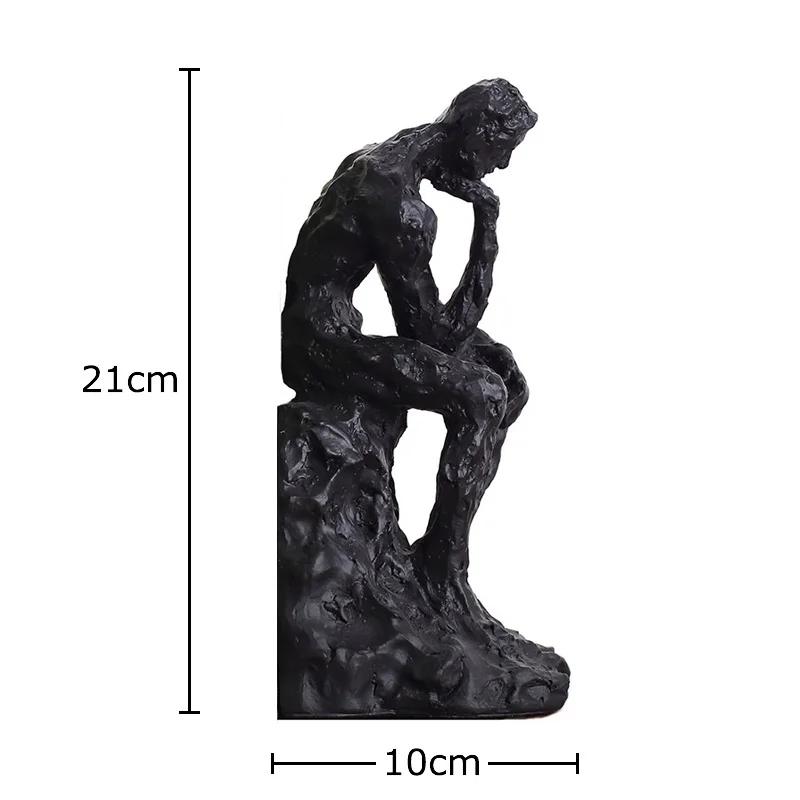 Черная статуэтка Мыслителя Читателя Библиотечный книжный шкаф Закладка для книг Абстрактный персонаж Статуэтка из смолы Настольное украшение Фигурка Статуэтка