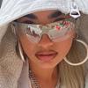 Vintage Y2K Fashion One Piece Rimless Sunglasses Women For Men Luxury Brand Designer Punk Sun Glasses Sport Goggle Shades UV400