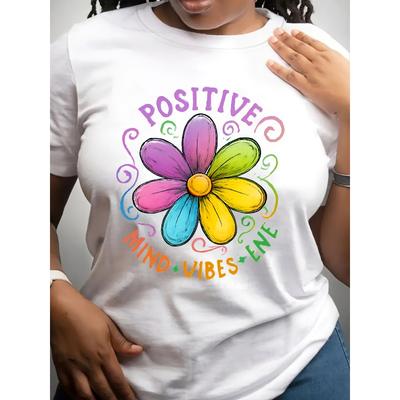 Mit einem farbenfrohen psychedelischen Blumenmuster, in verschiedenen Farben erhältlich, perfekt für Sommer-Damenbekleidung, lässiges kurzärmeliges T-Shirt