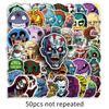 50 Scary Ghost Face Halloween Cartoon Graffiti Stickers - Waterproof Decorations for Suitcase, Laptop, and Phone Cases
